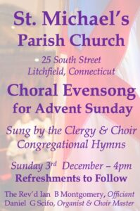 Choral Evensong for Advent Sunday – Dec 3 – 4pm
